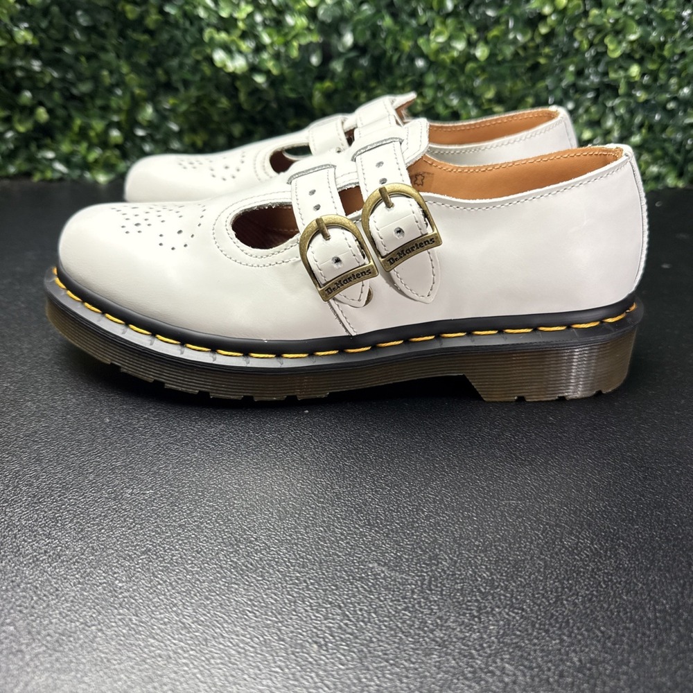 Dr. Martens 8065 Mary Jane Womens White Leather Double Strap Brogue Shoes Sz 6